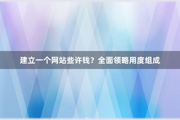 建立一个网站些许钱？全面领略用度组成